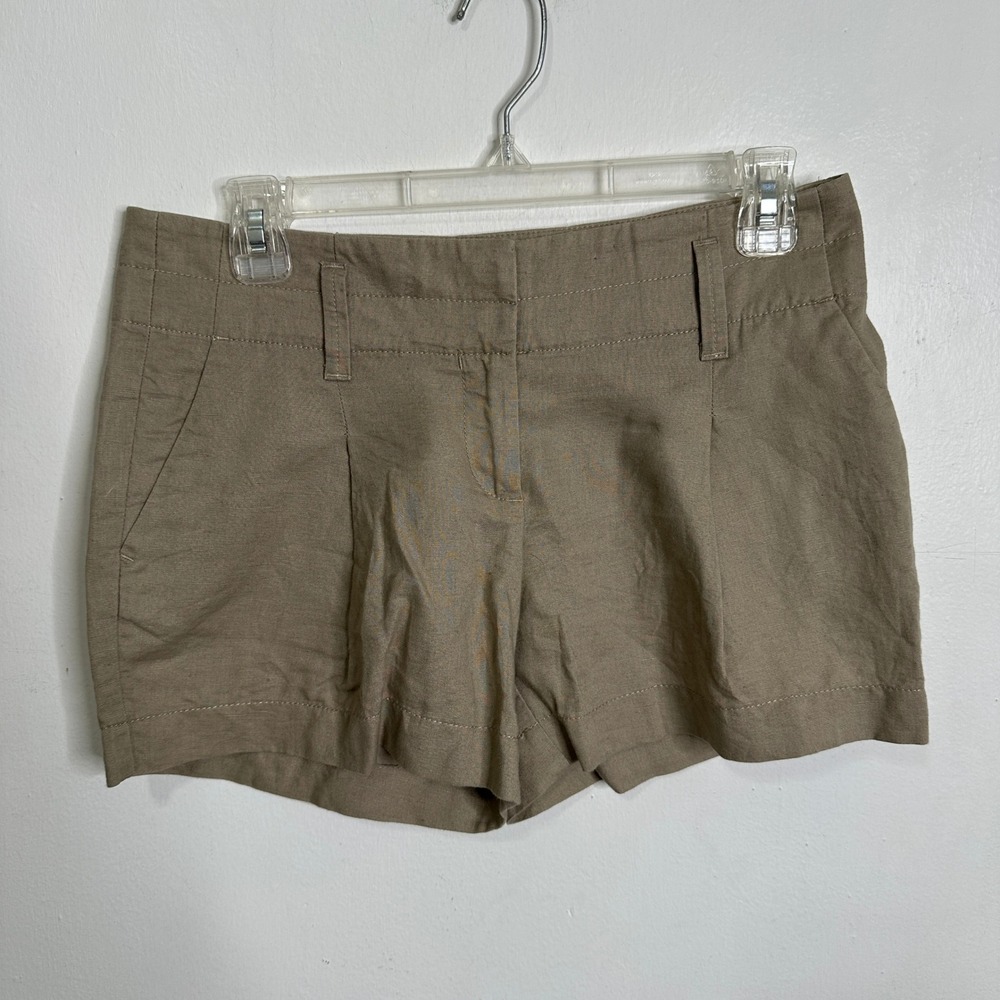 Ann Taylor Womens Khaki Tan Linen Blend Classic Summer Shorts Size 0 Travel